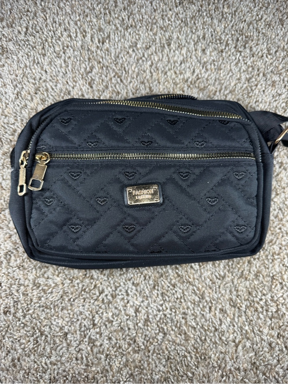 Quilted Black Crossbody Bag with Gold Hardware